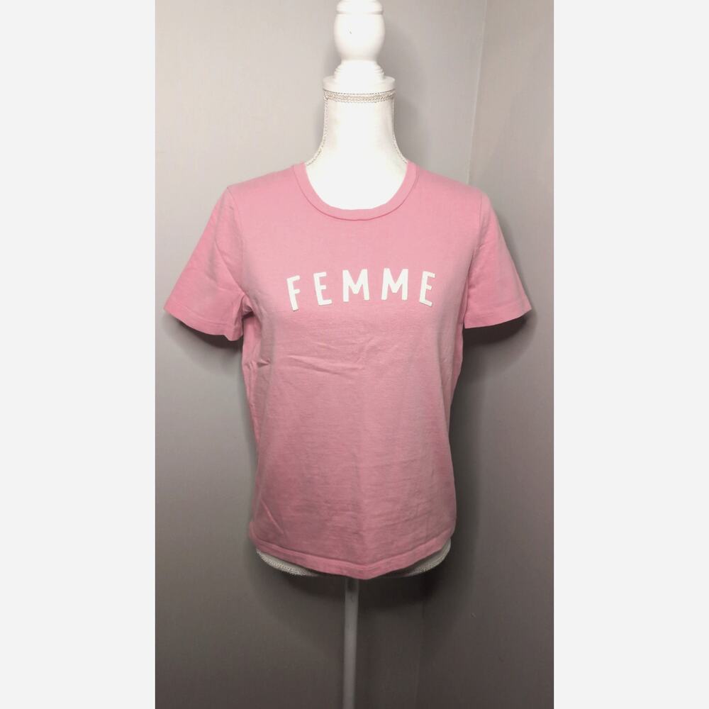 Madewell Pink FEMME Appliqué Cotton Graphic Tee Size S